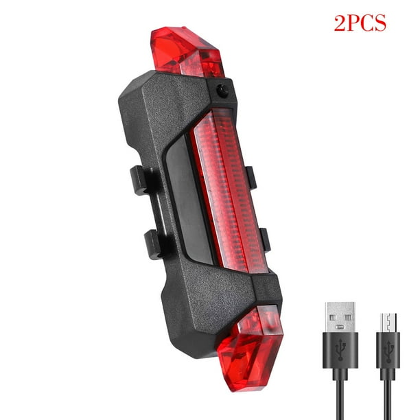2 Pcs Bike Tail Light Bicycle Rechargeable USB 5 LED Safety Rear Lamp Warning 2 Pcs Bike Tail Light Bicycle Rechargeable USB 5 LED Safety Rear Lamp Warning